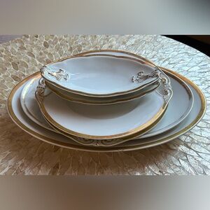 Antique CFH Haviland Limoges Wedding Ring Gilded 6-Piece Serving Set